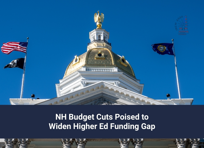 New Hampshire State House golden dome with flags by IBEW Local 2320
