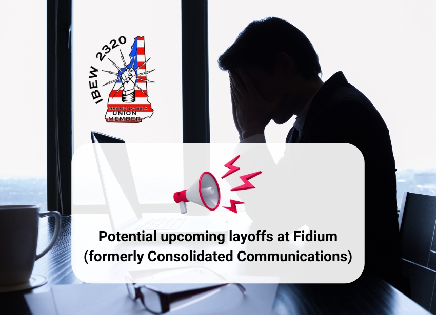 Silhouette of stressed person at laptop with IBEW Local 2320 logo by IBEW Local 2320