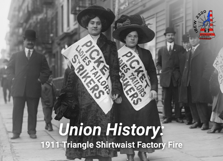 Two women wearing picket sashes for ladies tailors strikers in early 1900s by IBEW Local 2320